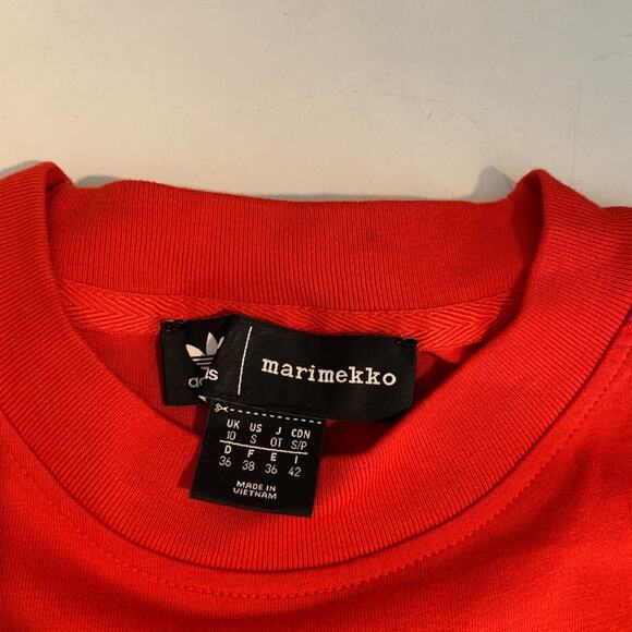 Adidas x Marimekko T Shirt Dress Womens S Small Red Pink Finnish Trefoil Infill - Picture 7 of 11